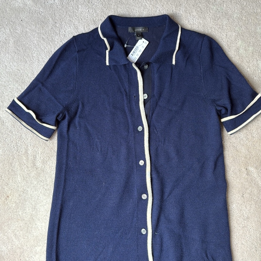 J. Crew merino knit blue / white dress S NWT - Picture 3 of 4